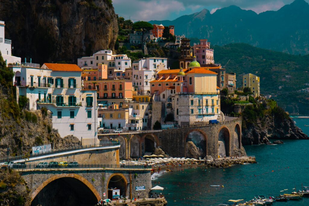 Amalfi Coast incentive travel experience overlooking colorful coastal buildings and the Mediterranean Sea